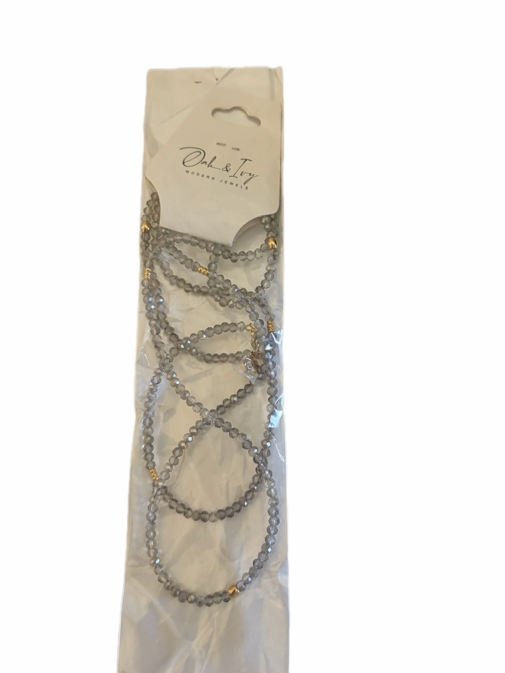 Silver Beaded Layered Necklace with Gold Accents - Picture 2 of 3
